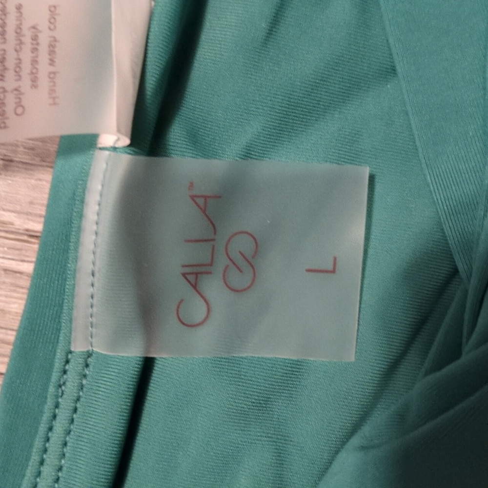 Calia Jungle Green Hi Rise Twist Front Swim Bottoms Size Large - Picture 3 of 5